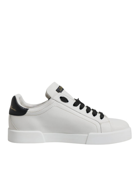 Dolce & Gabbana White Leather DG Logo Low Top Sneakers Shoes