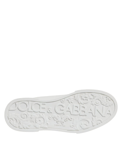 Dolce & Gabbana White Leather DG Logo Low Top Sneakers Shoes