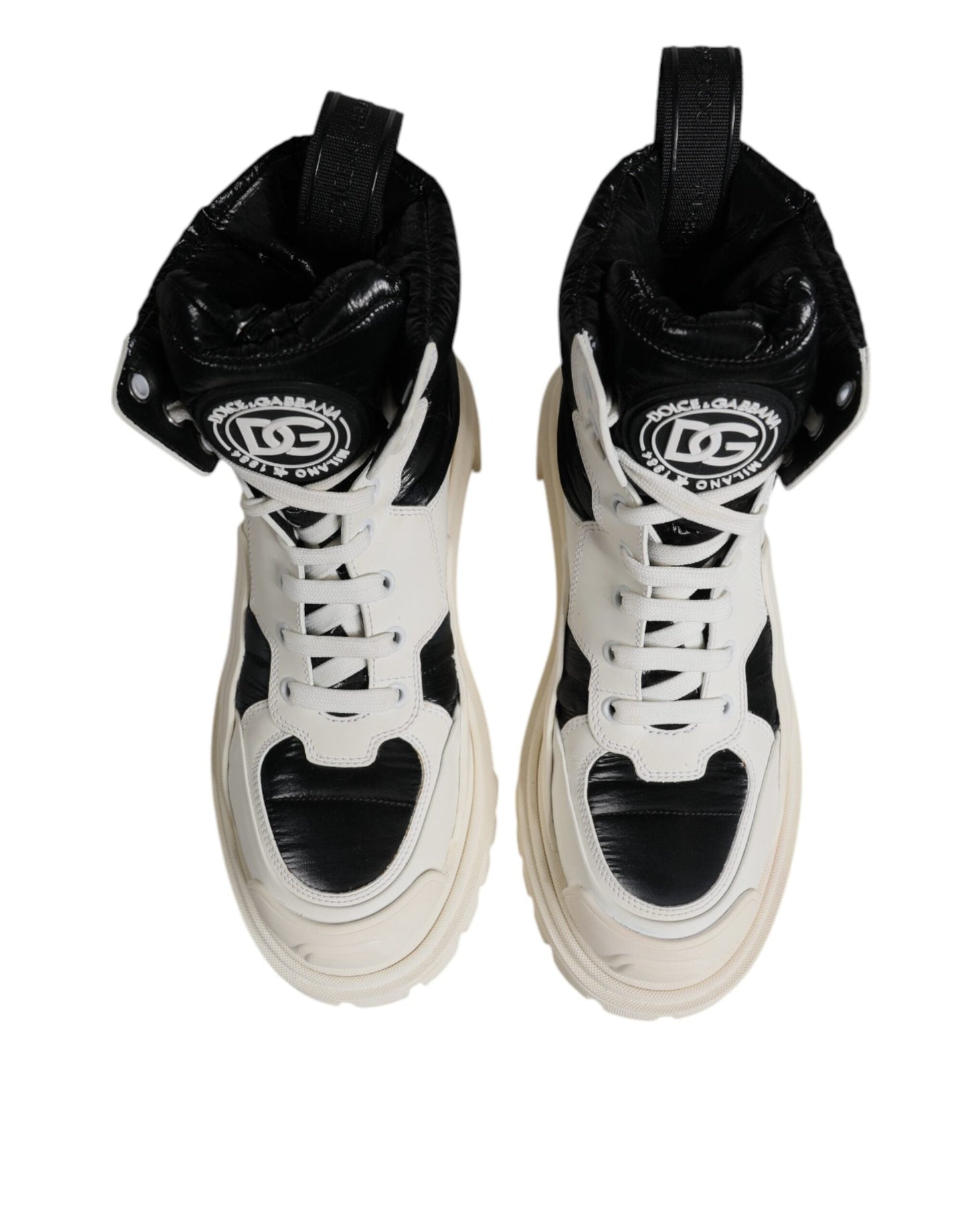 Dolce & Gabbana White Padded Mid Calf Lace Up Boots Shoes