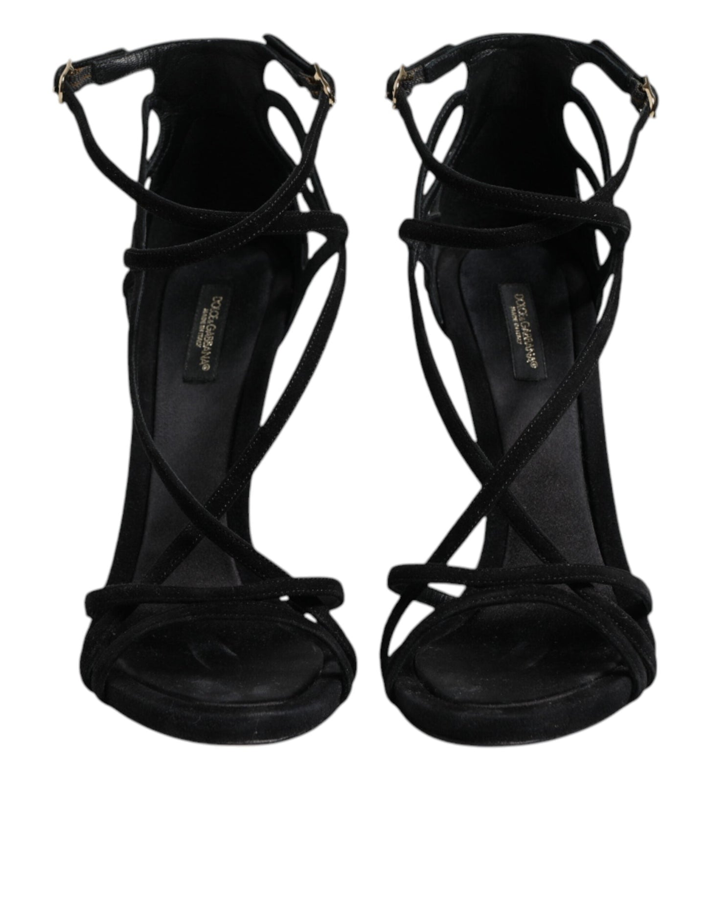 Dolce & Gabbana Black Leather Stiletto Heels Sandals Shoes