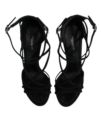 Dolce & Gabbana Black Leather Stiletto Heels Sandals Shoes
