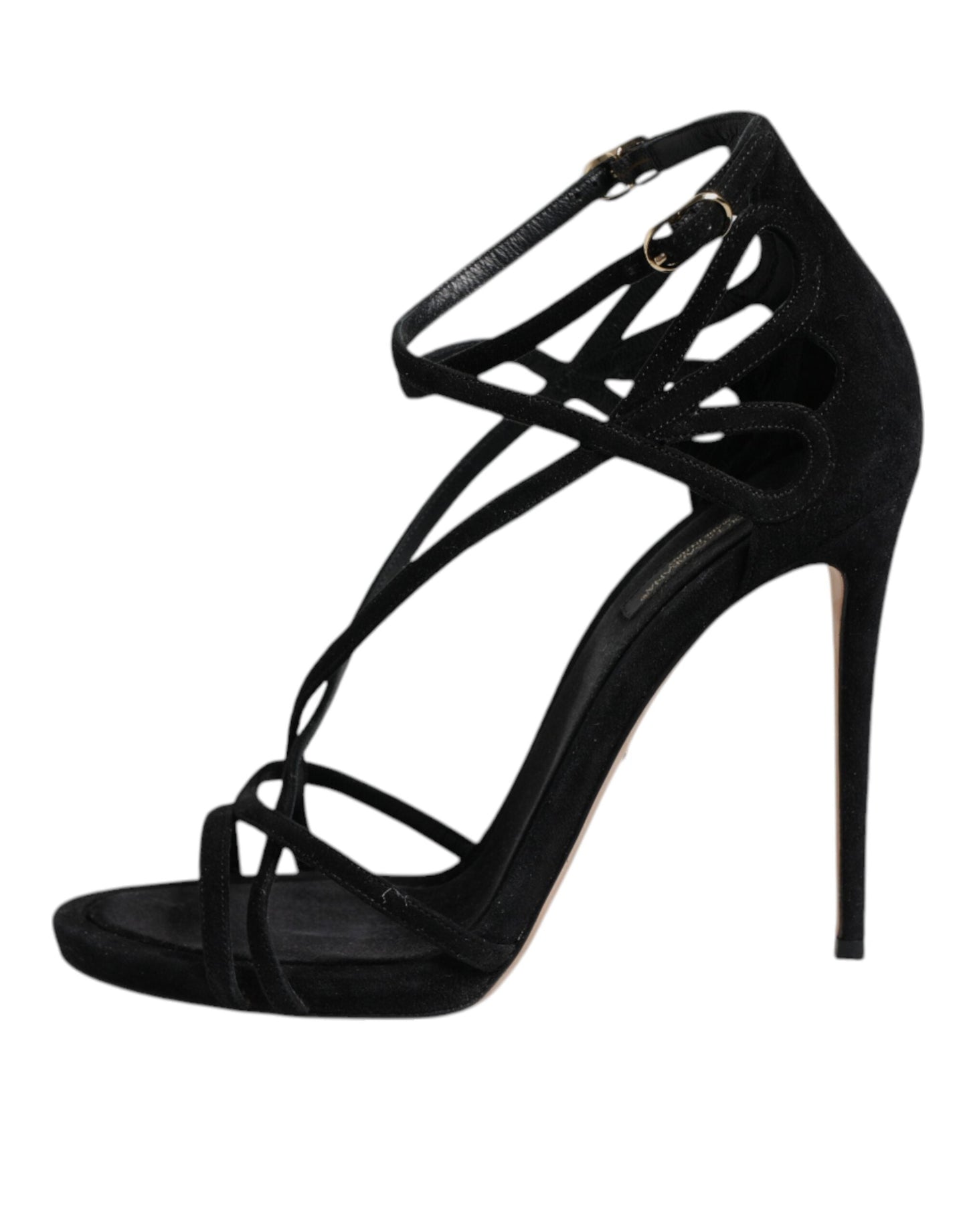 Dolce & Gabbana Black Leather Stiletto Heels Sandals Shoes