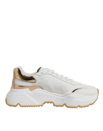 Dolce & Gabbana White Gold Daymaster Low Top Sneakers Shoes