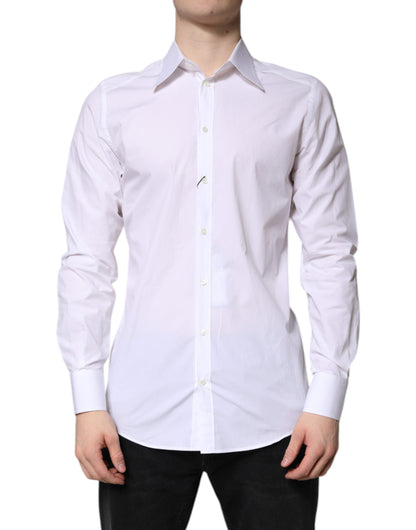 Dolce & Gabbana White Cotton GOLD Dress Formal Shirt