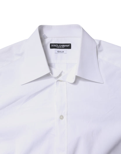 Dolce & Gabbana White Cotton GOLD Dress Formal Shirt