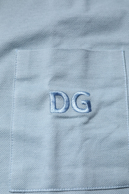 Dolce & Gabbana Blue Cotton Button Down Casual Men Polo Shirt
