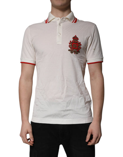Dolce & Gabbana White Cotton Logo Collared Polo Men T-shirt