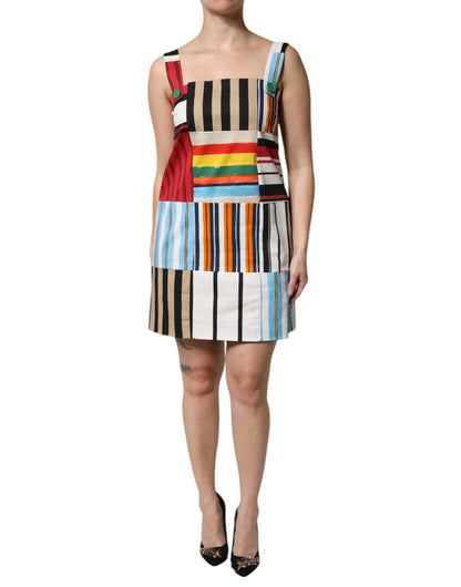 Dolce & Gabbana Multicolor Cotton Stripe Sleeveless Dress