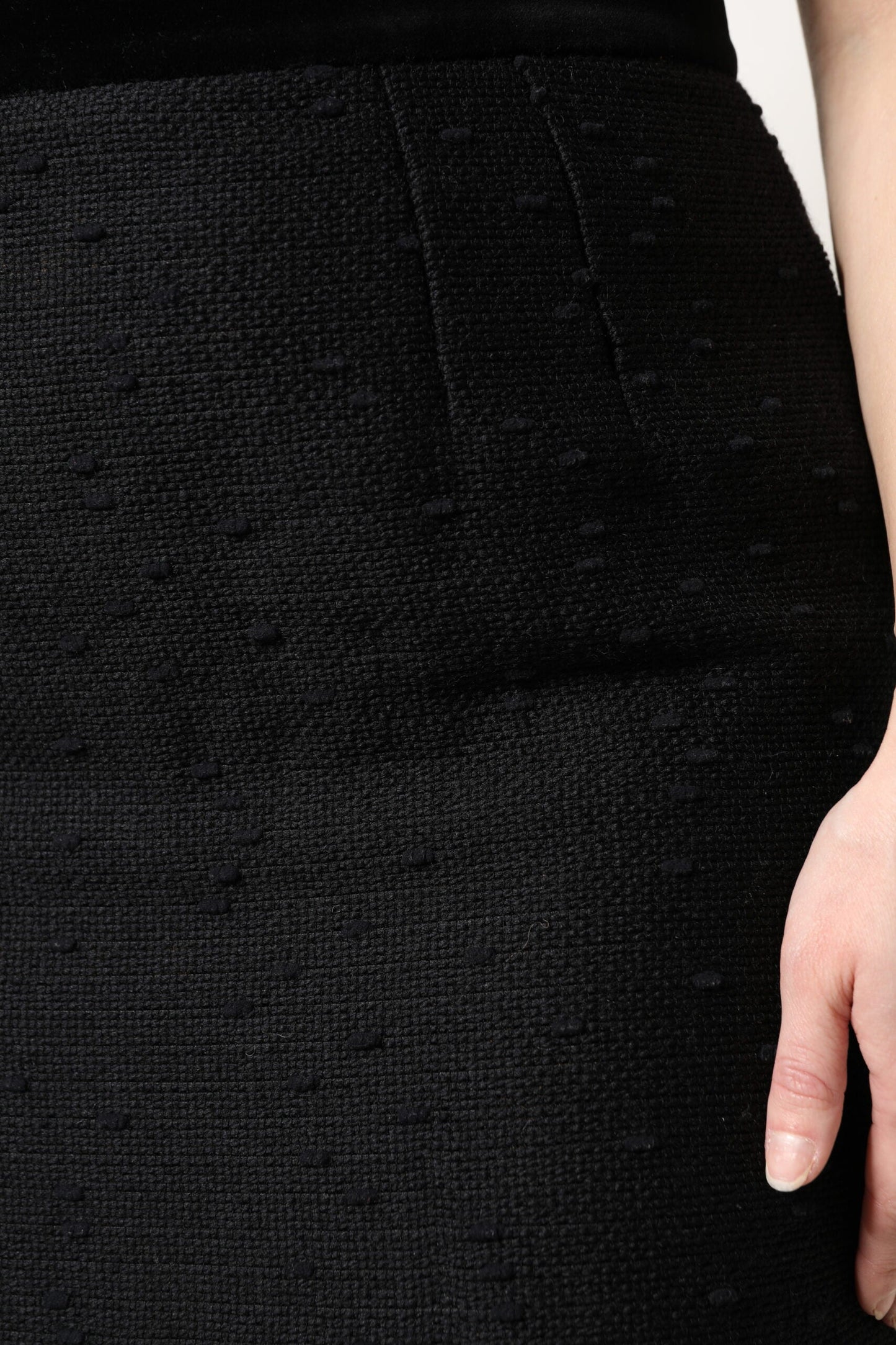 Dolce & Gabbana Black Wool Fringe High Waist Pencil Mini Skirt