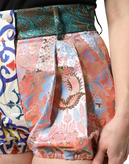 Dolce & Gabbana Multicolor Cotton Patchwork Hot Pants Shorts