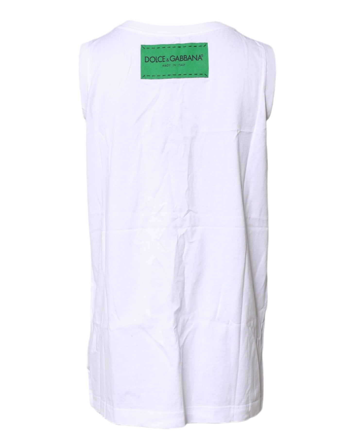 Dolce & Gabbana White Floral Printed Cotton Sleeveless T-shirt