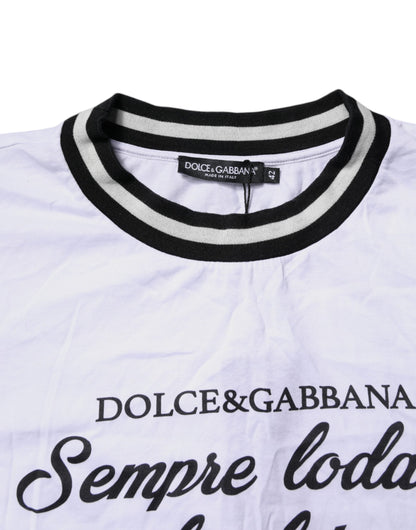 Dolce & Gabbana White Cotton DG Fashion Crew Neck Tee T-shirt