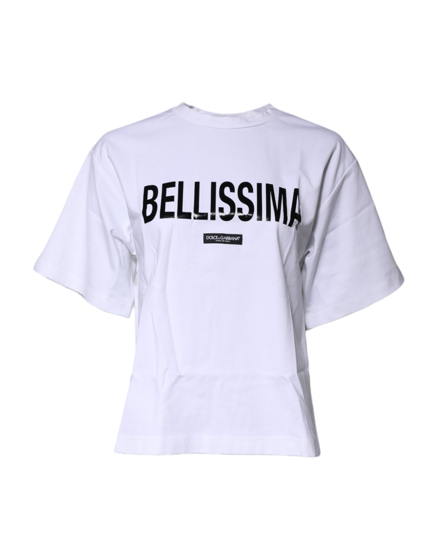 Dolce & Gabbana White Bellissima Cotton Crew Neck T-shirt