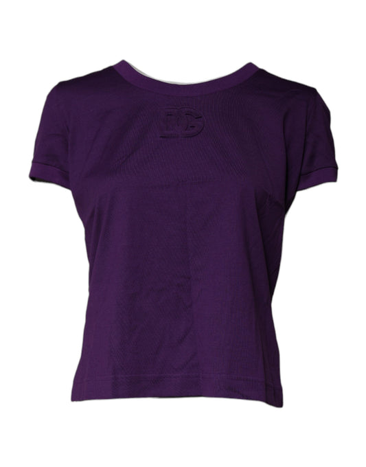 Dolce & Gabbana Violet Cotton Crewneck Short Sleeves T-shirt