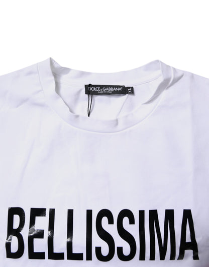 Dolce & Gabbana White Bellissima Cotton Crew Neck T-shirt