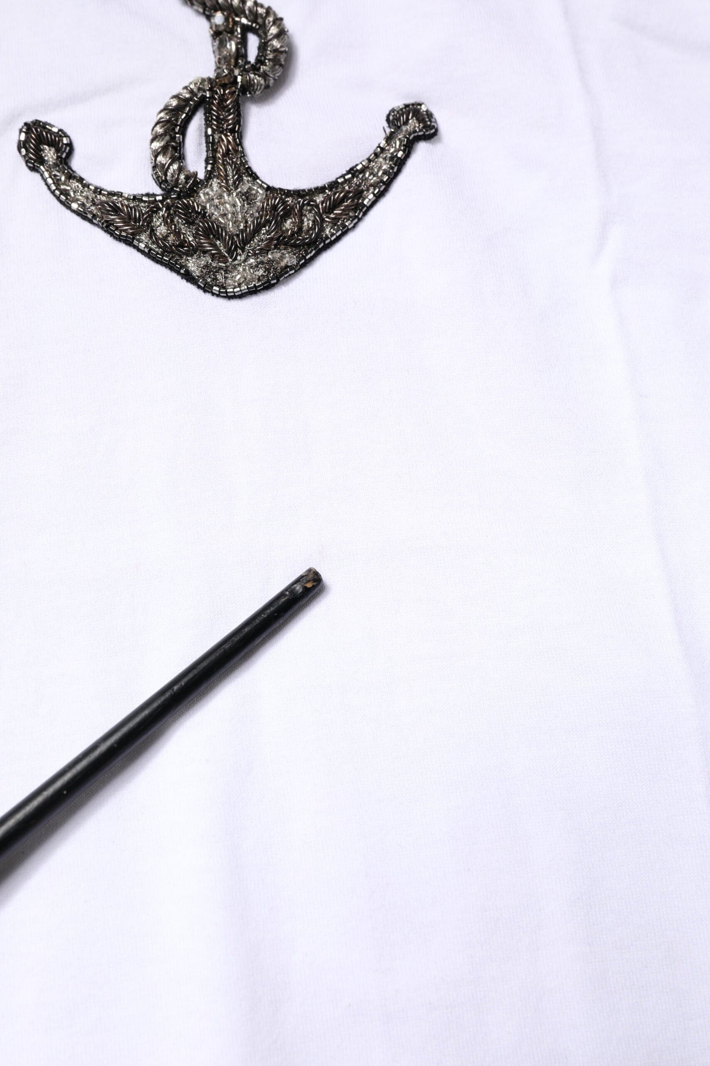 Dolce & Gabbana White Cotton Anchor Chain Embroidery Tank Top