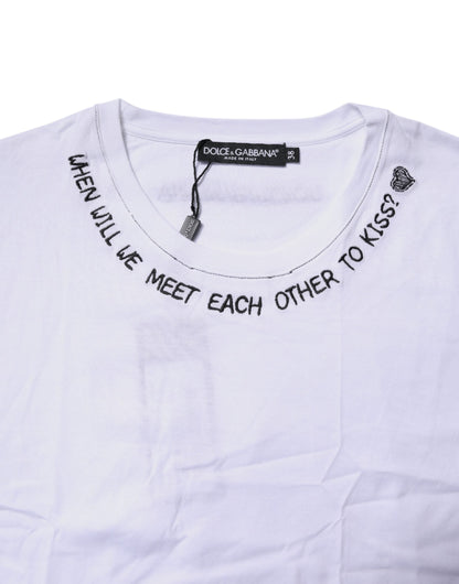 Dolce & Gabbana White Cotton Sleeveless Printed Tank T-shirt