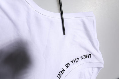 Dolce & Gabbana White Cotton Sleeveless Printed Tank T-shirt