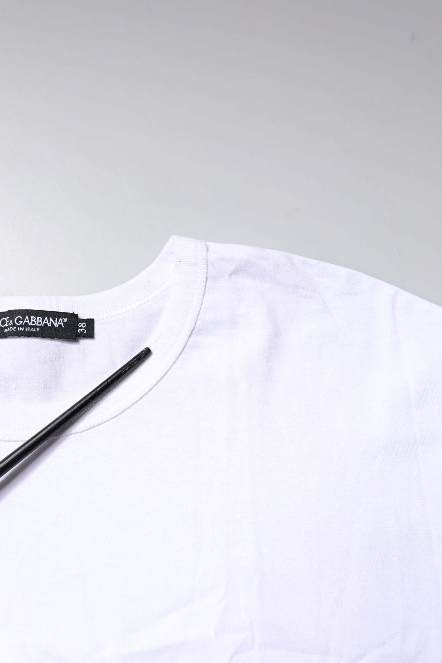 Dolce & Gabbana White Cotton Crew Neck Cropped Top T-shirt