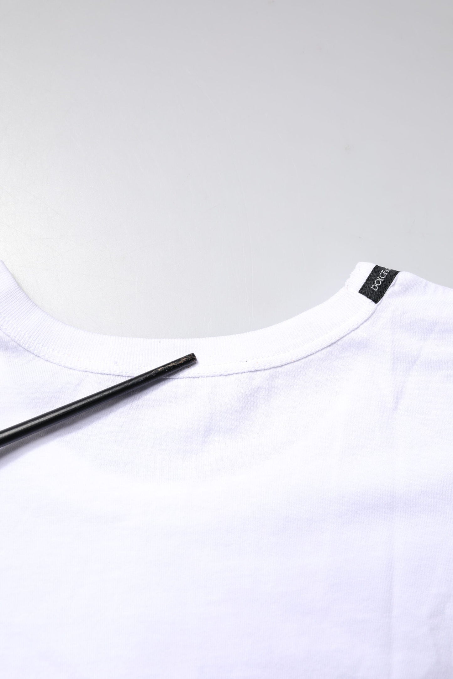 Dolce & Gabbana White Cotton Crew Neck Cropped Top T-shirt