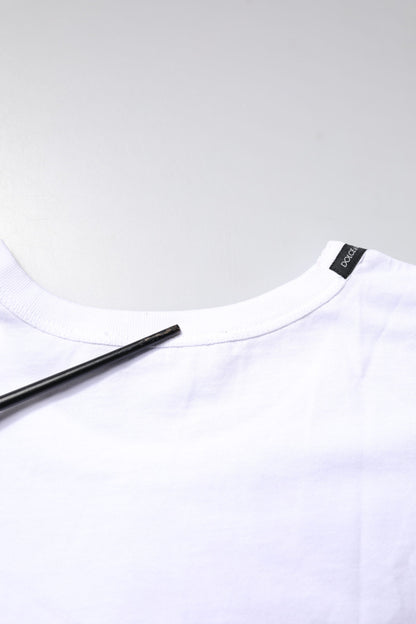 Dolce & Gabbana White Cotton Crew Neck Cropped Top T-shirt