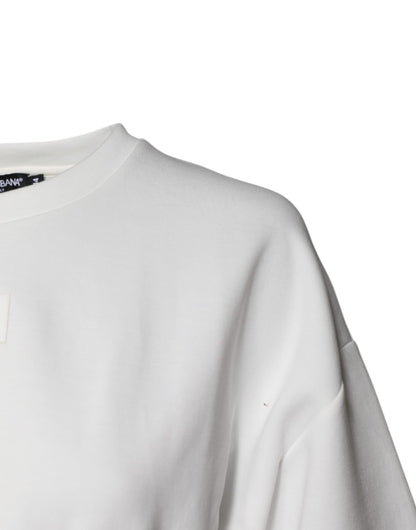 Dolce & Gabbana White Cotton Blend 3/4 Sleeves Blouse Top