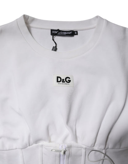 Dolce & Gabbana White Cotton Blend 3/4 Sleeves Blouse Top