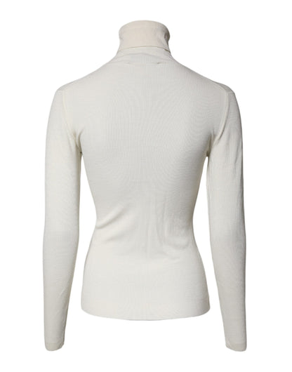 Dolce & Gabbana Cream Long Sleeves Turtleneck Slim Sweater