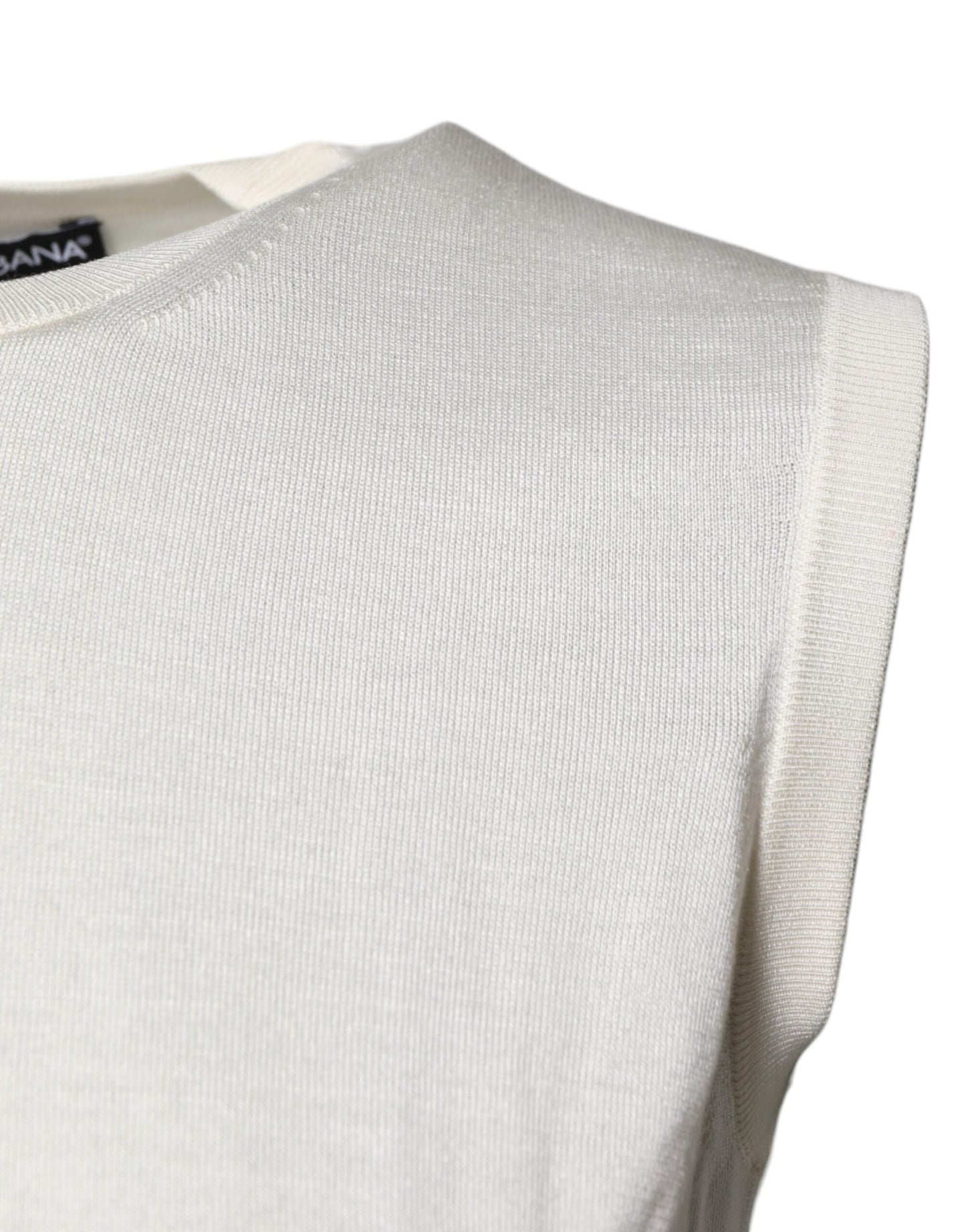 Dolce & Gabbana Cream Sleeveless Silk Round Neck Tank Top