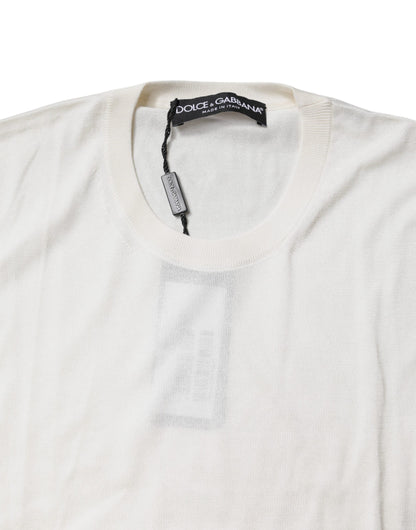 Dolce & Gabbana Cream Sleeveless Silk Round Neck Tank Top