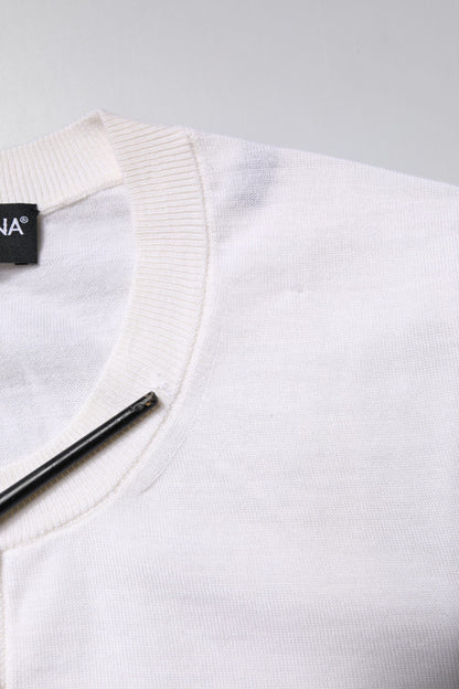 Dolce & Gabbana Cream Cashmere Knit Cropped Cardigan Sweater