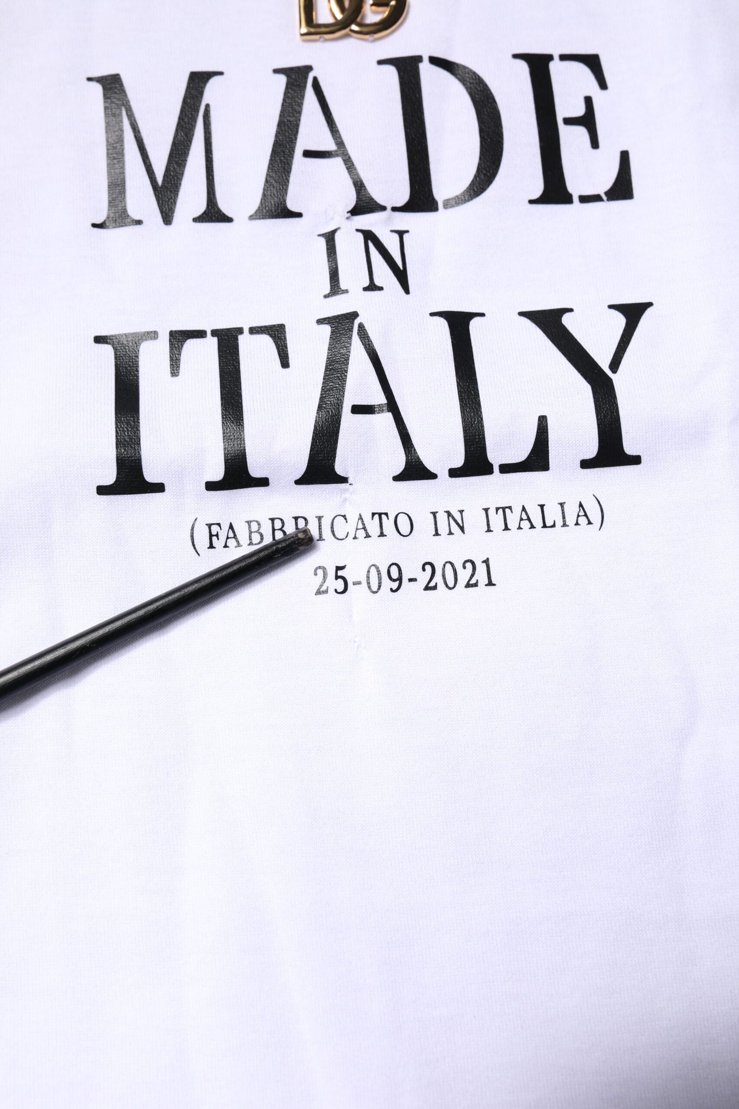 Dolce & Gabbana White Printed Round Neck Top Cotton T-shirt