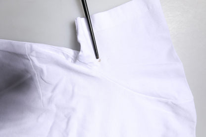 Dolce & Gabbana White Printed Round Neck Top Cotton T-shirt