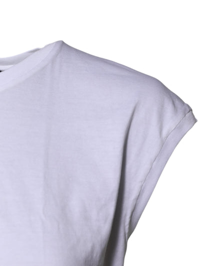 Dolce & Gabbana White Cotton Sleeveless Round Neck Tank Top