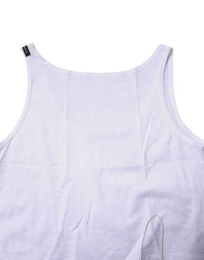 Dolce & Gabbana White Cotton Sleeveless Round Neck Tank Top