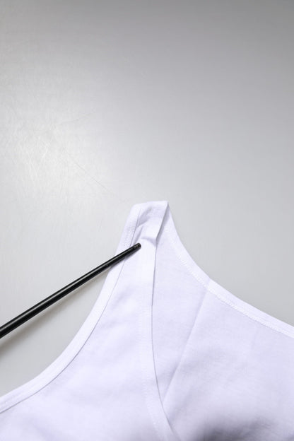 Dolce & Gabbana White Cotton Sleeveless Round Neck Tank Top