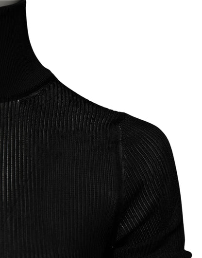 Dolce & Gabbana Black Knit Long Sleeves Turtleneck Slim Top