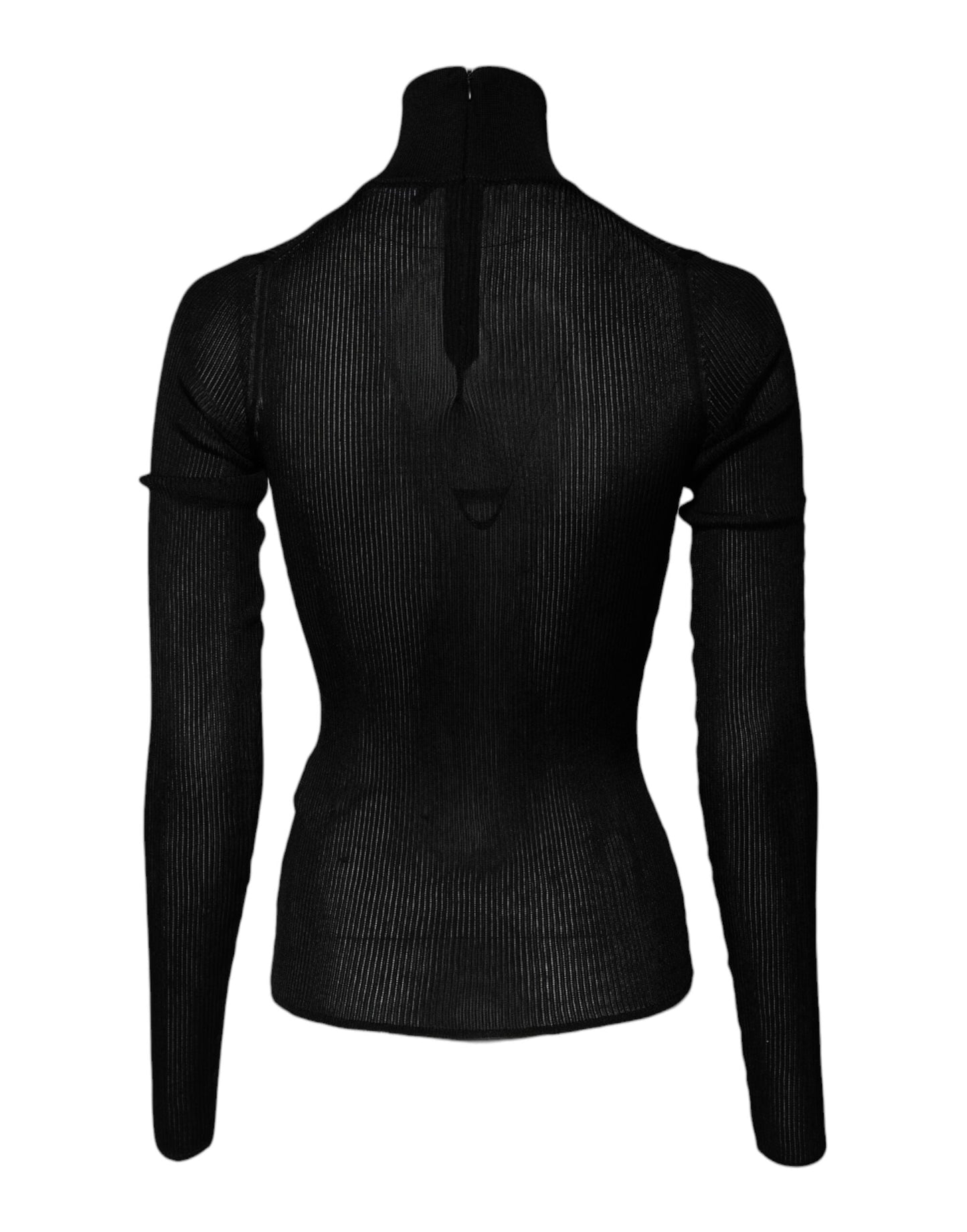 Dolce & Gabbana Black Knit Long Sleeves Turtleneck Slim Top
