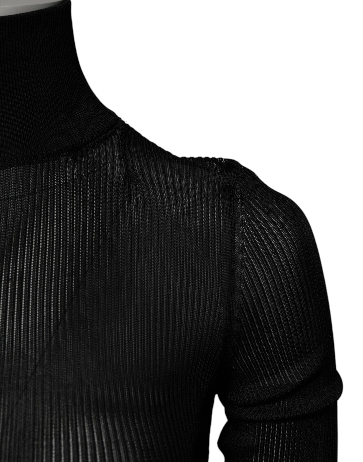 Dolce & Gabbana Black Knit Long Sleeves Turtleneck Slim Top