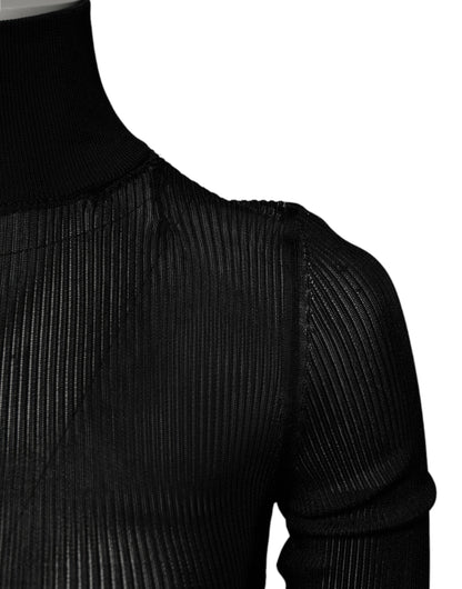 Dolce & Gabbana Black Knit Long Sleeves Turtleneck Slim Top