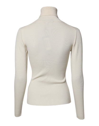 Dolce & Gabbana Cream Long Sleeves Turtleneck Slim Sweater