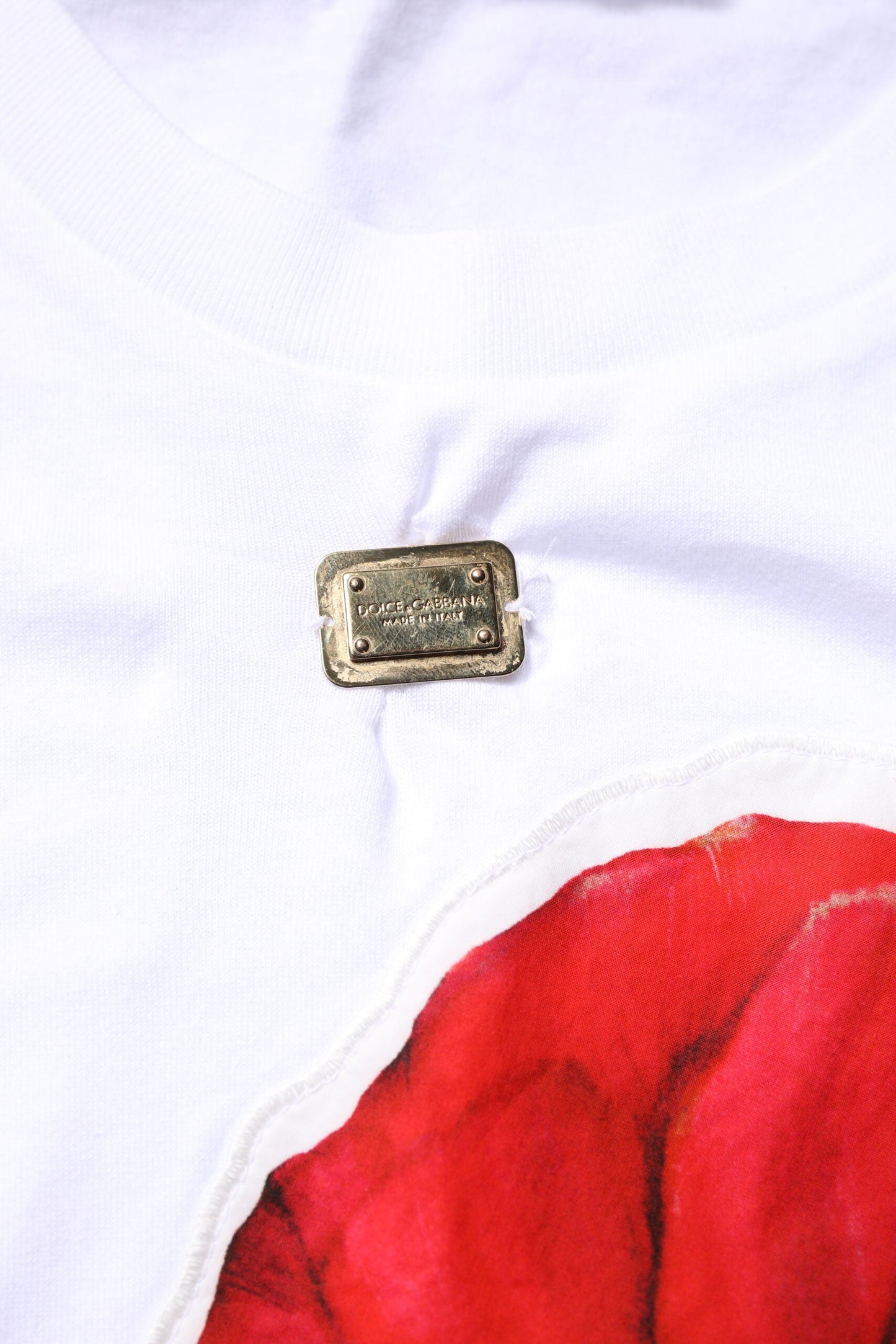 Dolce & Gabbana White Floral Print Cotton Crew Neck T-shirt