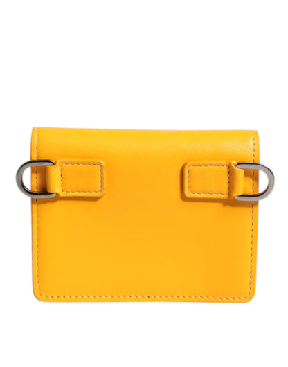 Dolce & Gabbana Yellow Leather Bifold Card Holder Crossbody Bag