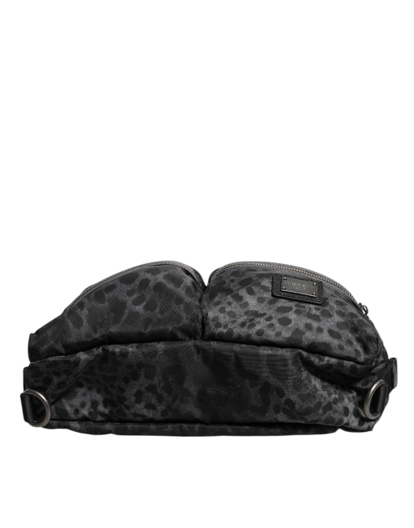 Dolce & Gabbana Black Gray Leopard DG Logo Belt Waist Fanny Pack Bag