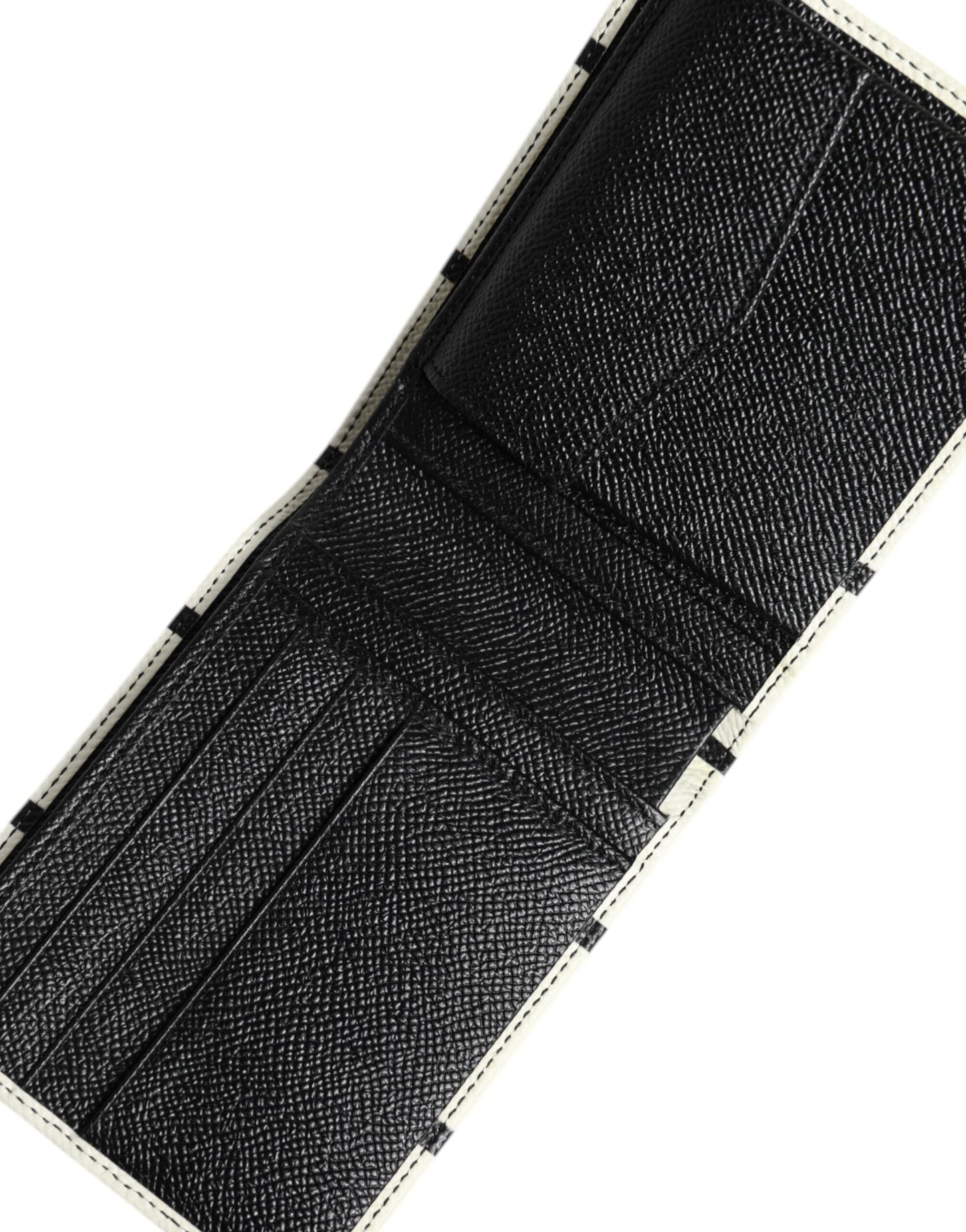 Dolce & Gabbana White Leather DG Crown Royals Bifold Card Holder Wallet