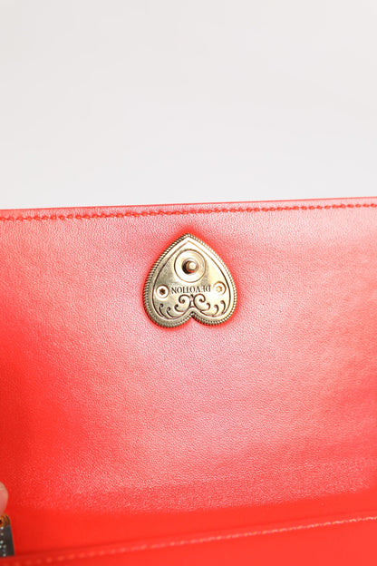Dolce & Gabbana Red Leather Quilted Devotion Crossbody Phone Cover Bag