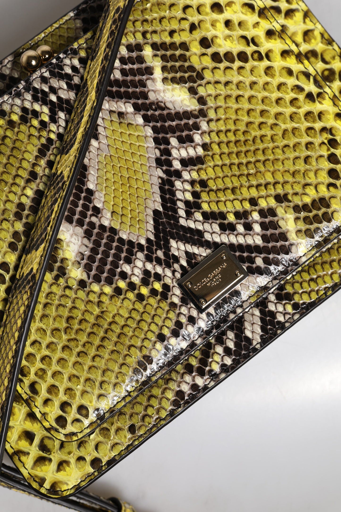 Dolce & Gabbana Green Exotic Leather DG Plaque Crossbody Clutch Bag