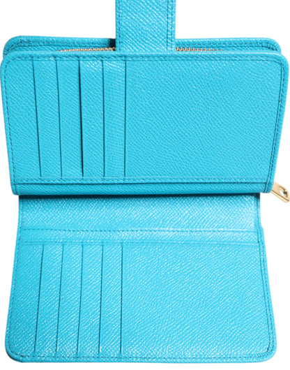 Dolce & Gabbana Light Blue Leather Bifold Continental Clutch Wallet