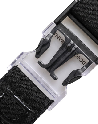 Dolce & Gabbana Black Stretch Polyester Rubberised DG Logo Keychain