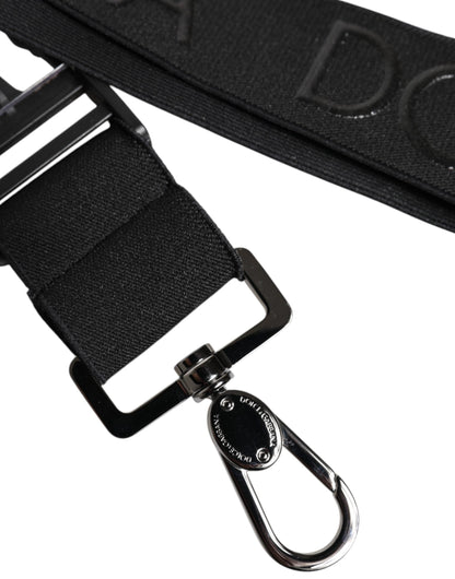 Dolce & Gabbana Black Stretch Polyester Rubberised DG Logo Keychain